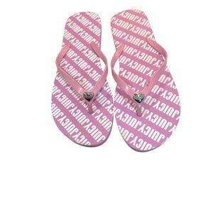 logo print, beach sandals, summer shoes, Y2K style, Juicy Couture fashion.